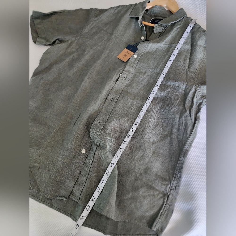 Charles Tyrwhitt Men's Green Pure Linen Shirt - Picture 12 of 14